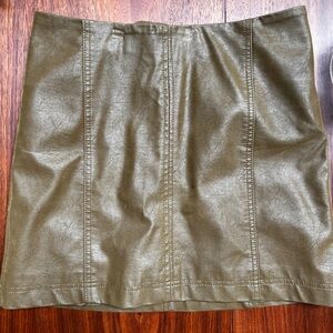 Free people olive green Faux leather mini skirt